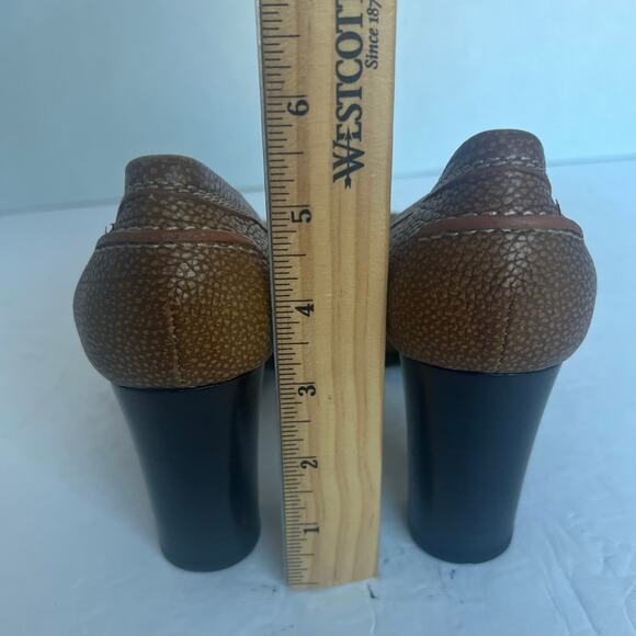 NWOT Dolce & Gabbana Brown Leather Embellished Loafer Block Heel Pumps Sz 6.5 - Picture 8 of 12